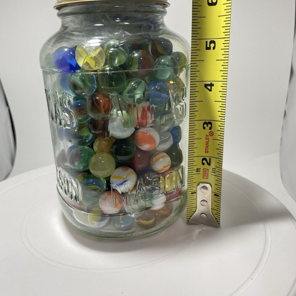 Vintage Glass Marbles Lot in Atlas Mason Jar Mixed Colors Swirls Bulk Common - Picture 14 of 14